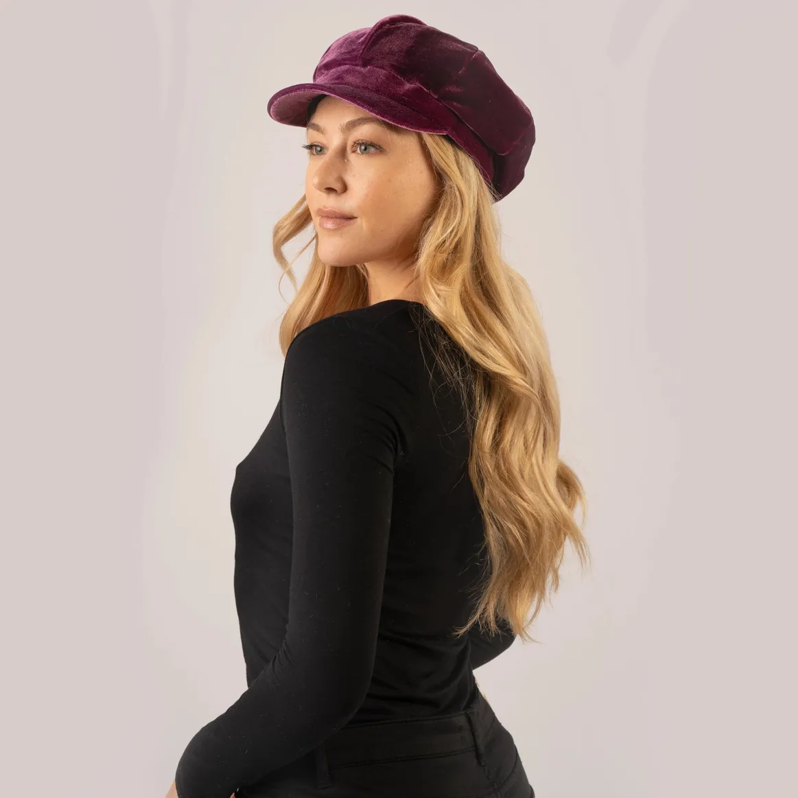 Welligogs Hats*Bakerboy Blackcurrant Velvet Cap
