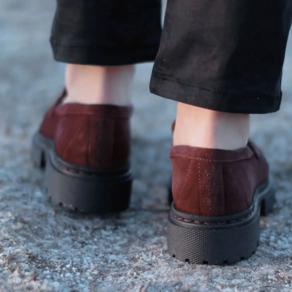 Welligogs Flat Shoes*Hackney Burgundy Suede Loafers