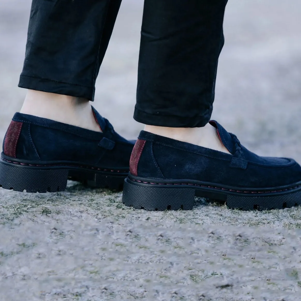 Welligogs Flat Shoes*Hackney Navy Suede Loafers