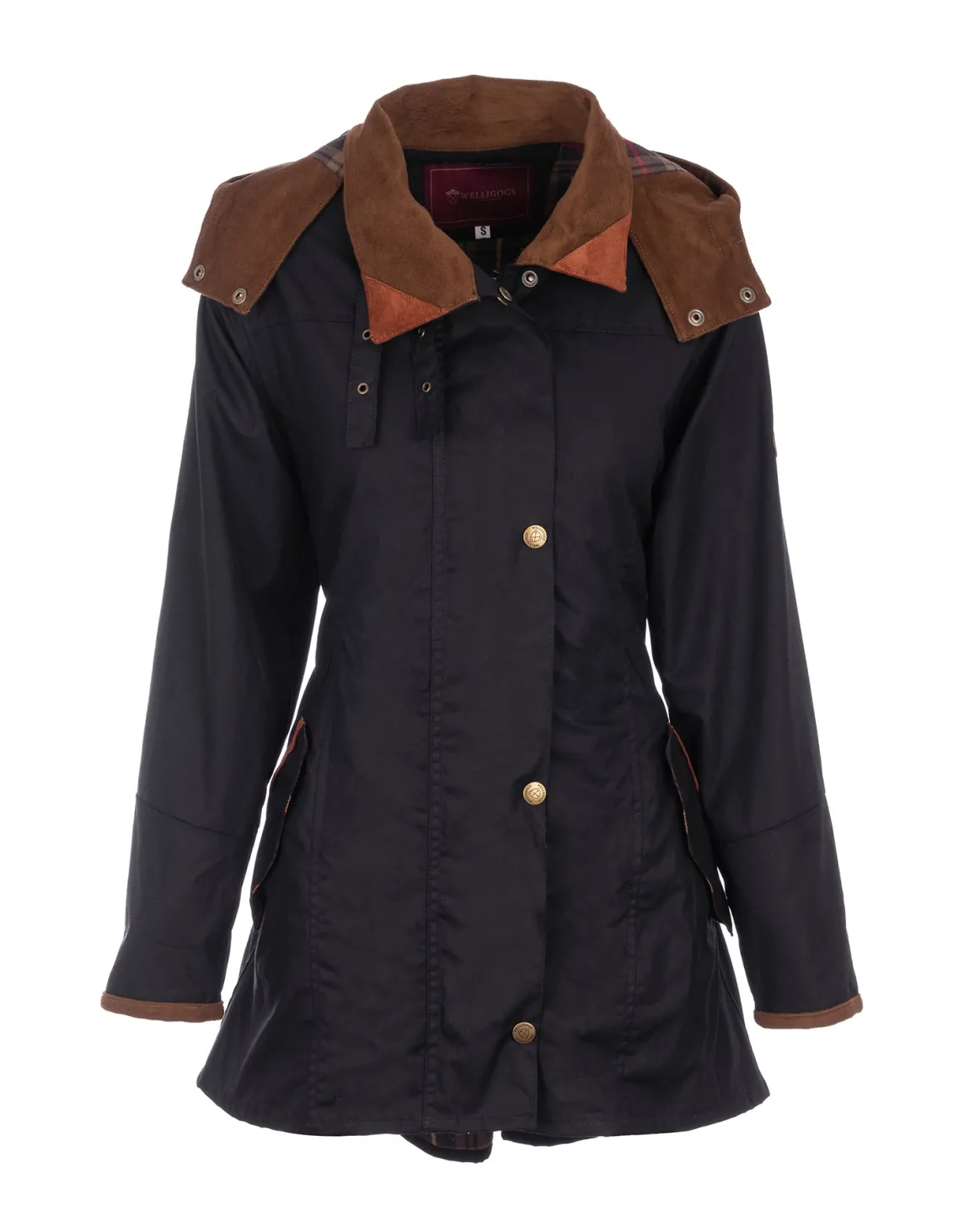 Welligogs Coats*Louise Black/Tan Wax Coat