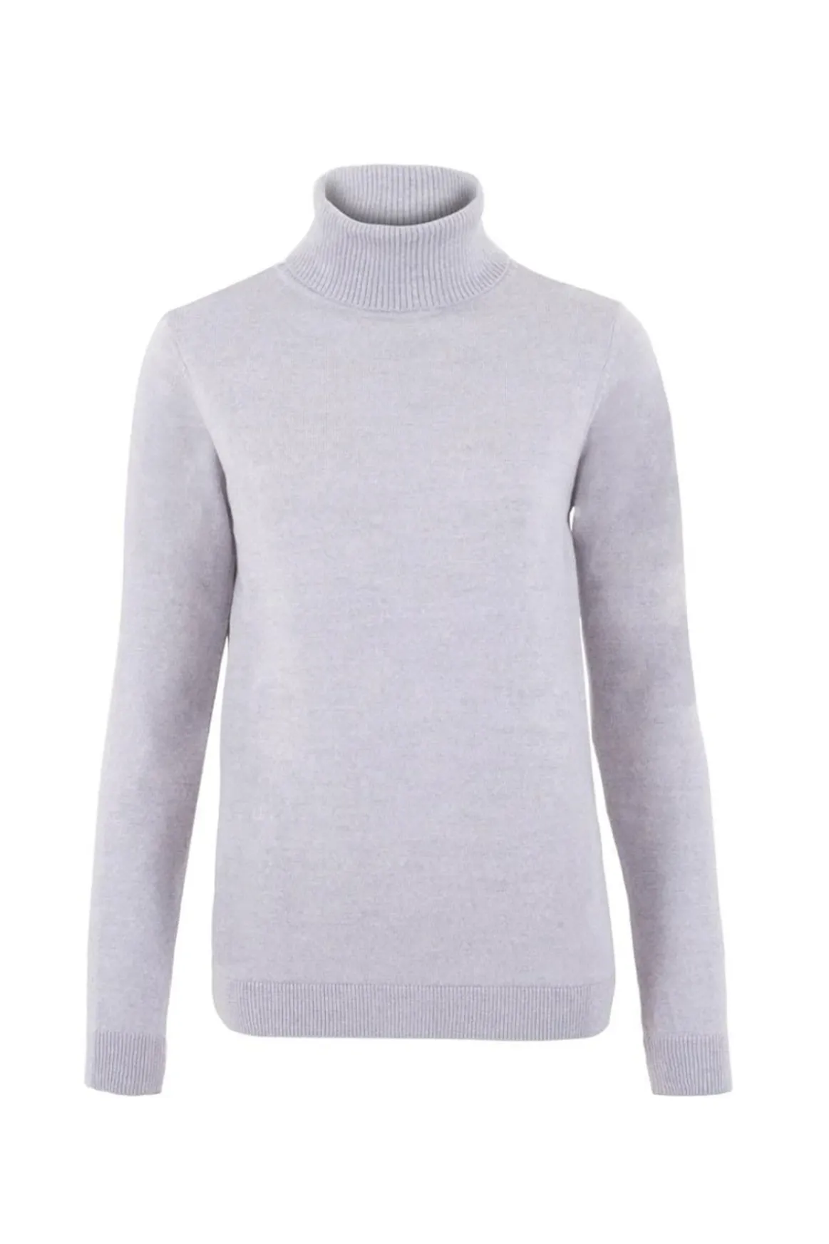 Welligogs Jumpers & Cardigans*Merino Wool Roll Neck Light Grey Jumper