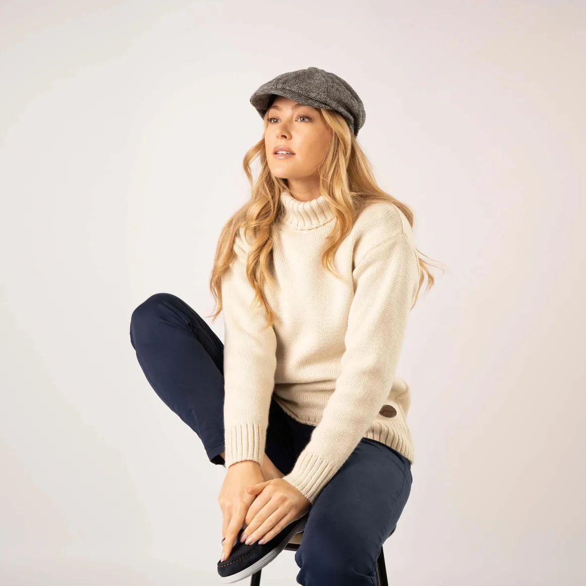 Welligogs Hats*Newsboy Cap Hazelnut Herringbone