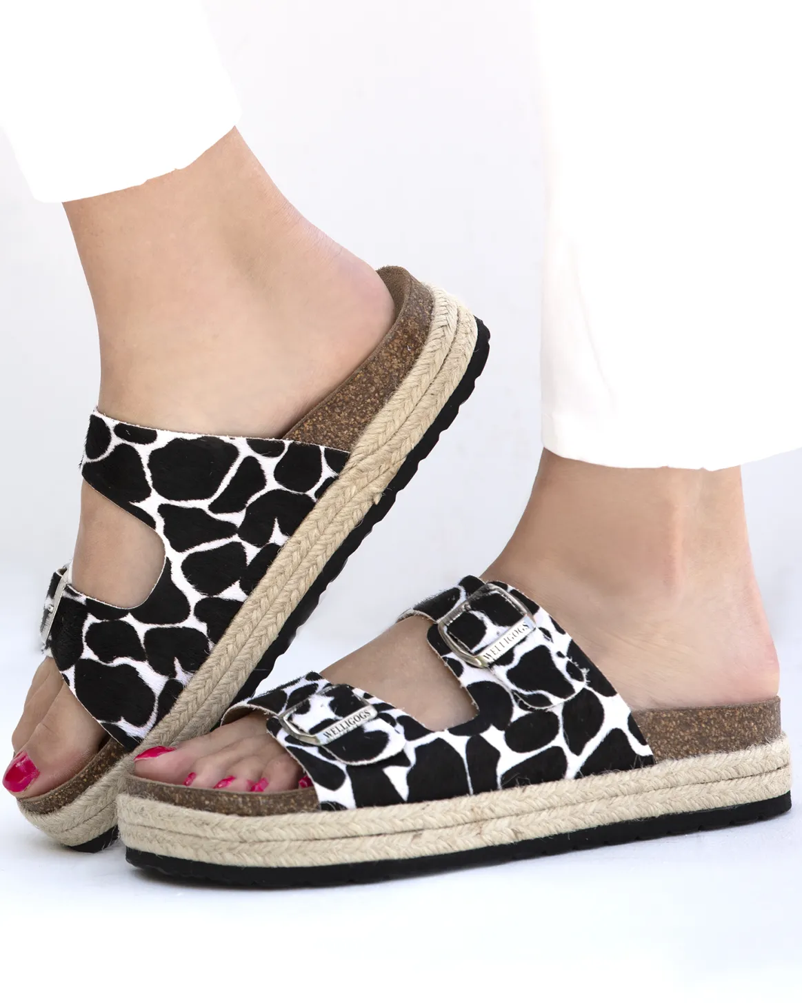 Welligogs Sandals & Espadrilles*Safari Black Cow Slides